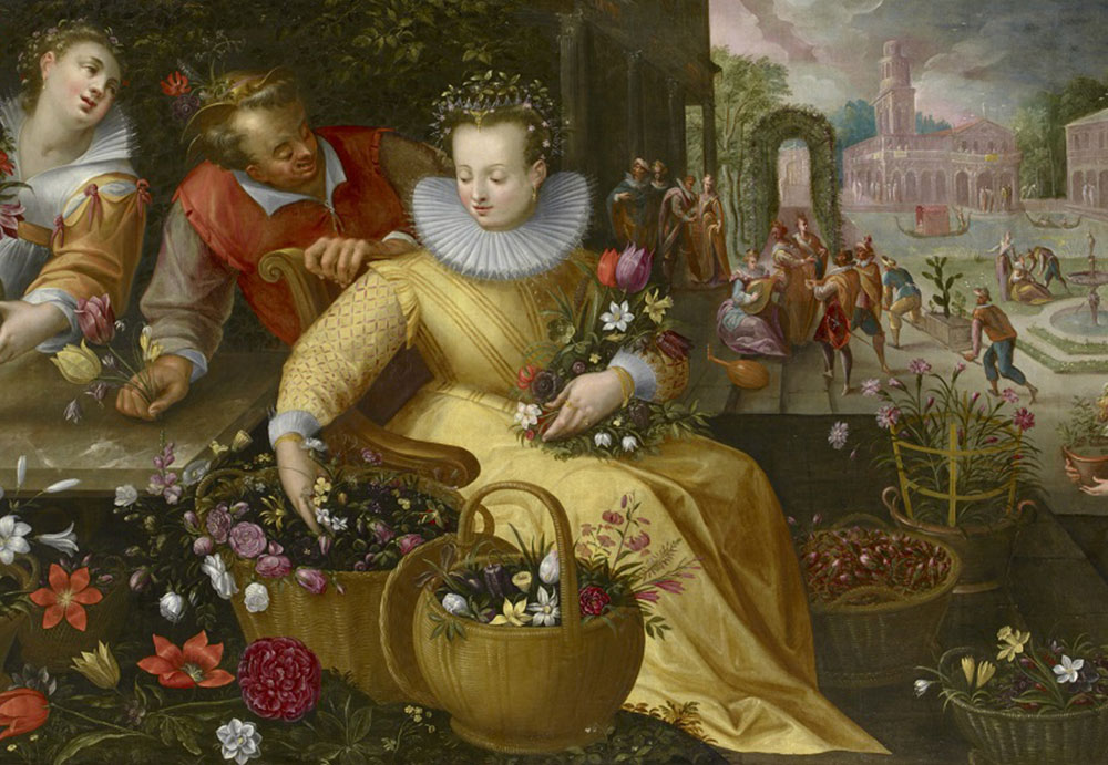 Bottega di Frederik I. van Valckenborch, Mercato dei fiori (primavera), dopo il 1595, olio su tela, 123,5 x 208,5 cm, GG 2203, Kunsthistorisches Museum Vienna, Pinacoteca, Courtesy KHM-Museumsverband